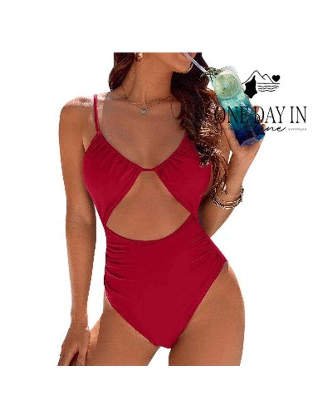 Blooming Jelly Cut Out One Piece Swimsuit Size M
